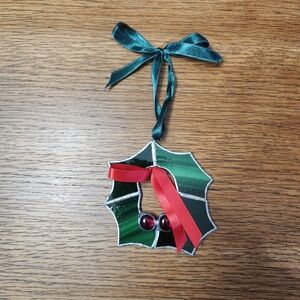 Vintage Stained Glass Wreath Holiday Ornament